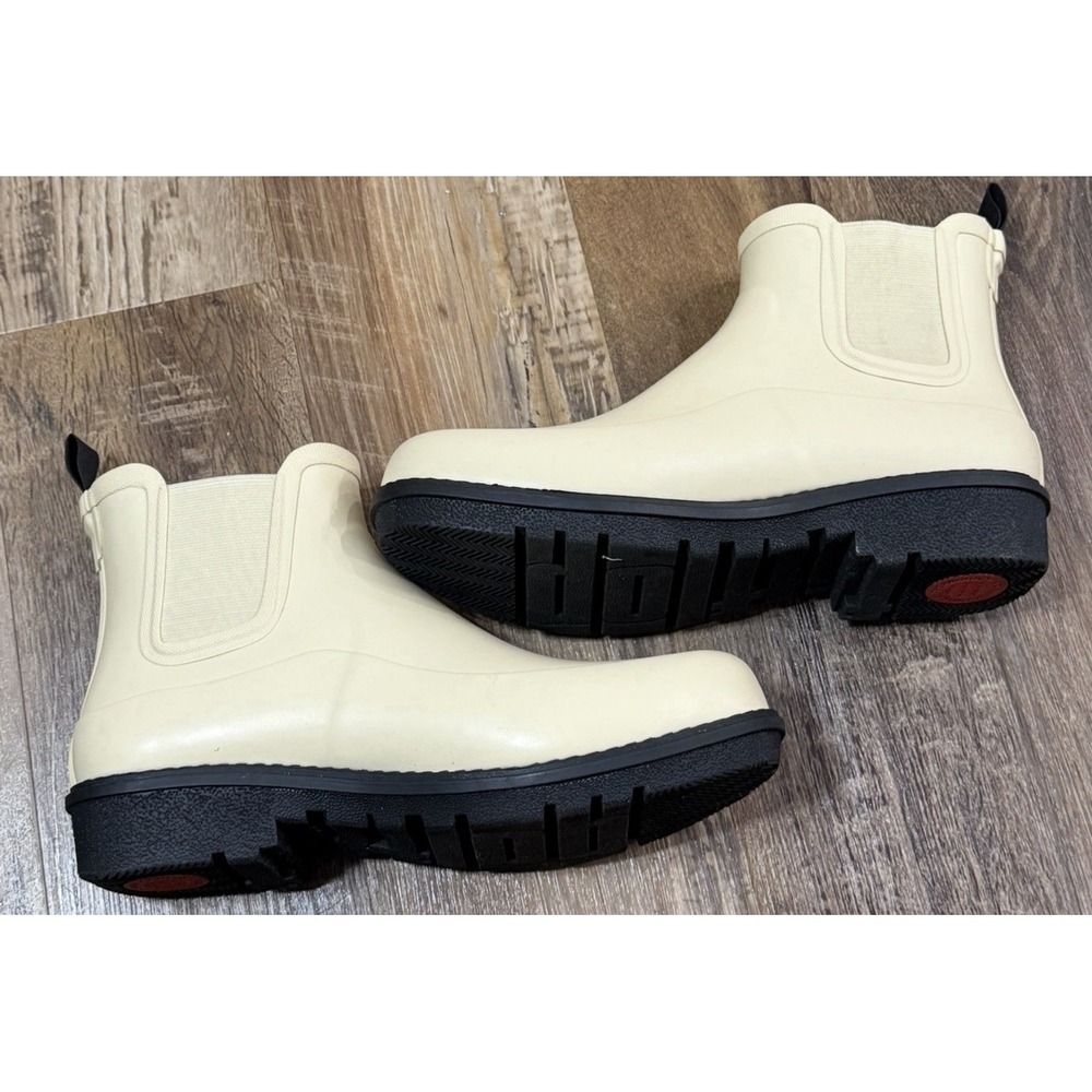 FitFlop Wonderwelly Chelsea Rain Boots Womens Size 10 White Ivory Nwob New